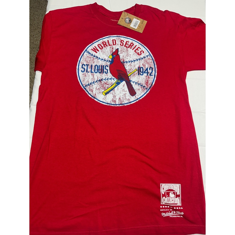 Mitchell & Ness St Louis Cardinals 1942 World Series T-Shirt Mens M Red NWT